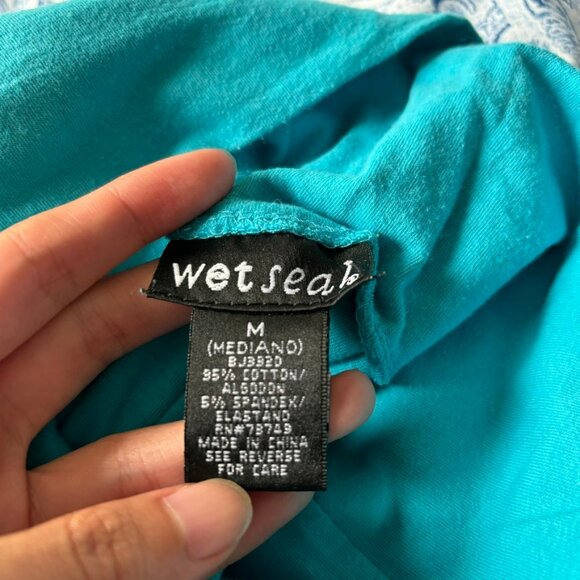 Wet Seal Size M teal cotton bodycon mini skirt - Picture 4 of 4